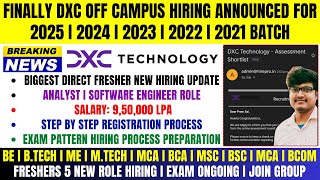 🔥Finally DXC Technology OFF Campus Hiring Announced  Salary 95 LPA  Test Mail  20252021 Batch [upl. by Ehgit]