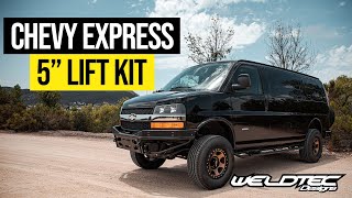 Van Tour Chevy Express Camper Build 5quot Suspension Lift Kit  Ultimate Overlander [upl. by Ailbert]