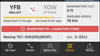 Diverted to YHM Hamilton Ontario Airport Cargojet Airways YFB IQALUIT YOW OTTAWA REG CGCIJ [upl. by Xena471]