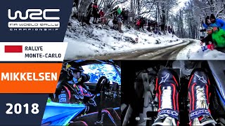 MIKKELSEN pedal cam onboard Rallye MonteCarlo 2018 Hyundai i20 Coupe WRC on slippy snow and ice [upl. by Ameluz33]