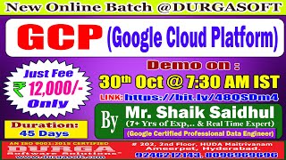 GCP Google Cloud Platform Online Training  DURGASOFT [upl. by Tuneberg]