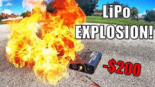 HUGE LiPo FIRE  Battery Explosion How much damage can it do [upl. by Ecyor]