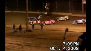 Rick Standridge 2009 Crash at Shepps Speedway October 5th 2009 [upl. by Hannad]