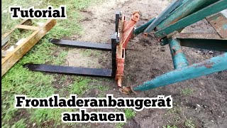 Frontladeranbaugerät anbauen  so funktioniert es  Baas Frontlader  Tutorial  Schaufel Mistgabel [upl. by Aram]