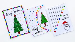 3 Easy amp Beautiful white paper christmas Card makingDIY Merry Christmas greeting cardHandmade card [upl. by Kristyn313]