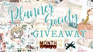 🍁🍂November 2023 Planner Society Giveaway Planner Stickers Washi and More [upl. by Airahs]