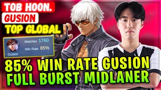 85 Win Rate Gusion Full Burst Midlane Build  Top Global Gusion  ToB Hoon  Mobile Legends Build [upl. by Eimarrej]