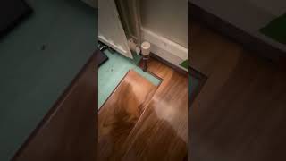 How to lay laminate around radiator pipe diy howtodo flooring [upl. by Cyndy]