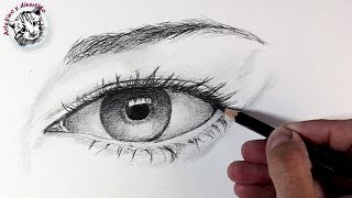 Como Dibujar un Ojo a lapiz paso a paso para Principiantes  Como dibujar desde cero 7 [upl. by Borman]