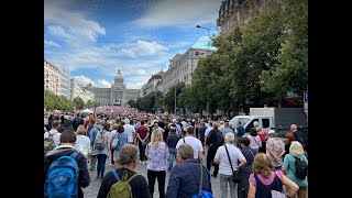 Velmi výbušná protivládní Demonstrace na Václavském náměstí Praha 392022 [upl. by Llenreb]