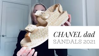 CHANEL dad sandals 2021 beige raffia [upl. by Keyek]