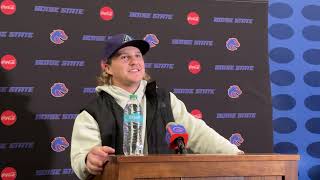 Boise State quarterback Maddux Madsen meets with the media after 6230 win over Utah State [upl. by Pliske]