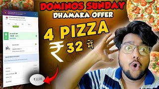 DOMINOS SUNDAY DHAMAKA OFFER  4 pizza in ₹32🔥🍕 Domino’s pizza offer  dominos offer today [upl. by Suidaht]