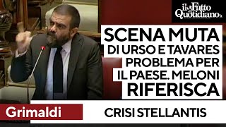 Stellantis Grimaldi quotScena muta di Urso e Tavares problema politico per lItalia Meloni parliquot [upl. by Phineas692]