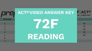 72F  ACT Reading  PrepSharp Video Answer Key [upl. by Refinnaj]