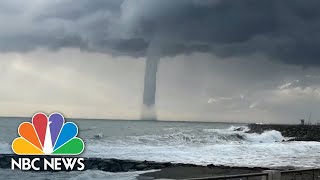 Watch Huge Waterspout Appears Off The Italian Coast Near Rome [upl. by Hartzel88]