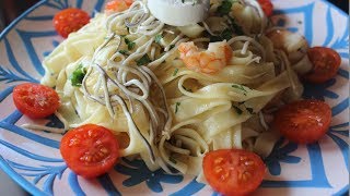 Pasta con gulas y gambas  Las Recetas de Pepa [upl. by Atirak103]