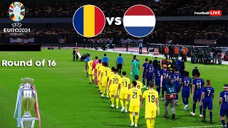 Romania Vs Netherlands  UEFA Euro 2024 Round 16  Full Match amp Penalties  PES Realistic Gameplay [upl. by Kotick]