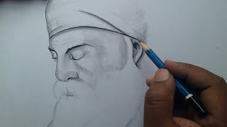 Guru Nanak Dev Ji drawing easy for beginners  Guru Parv celebrating drawing [upl. by Noimad]