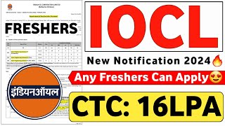 IOCL RECRUITMENT 2024  FRESHERS  CTC 16 LPA  IOCL JOBS 2024  IOCL JOB VACANCY 2024  PSU JOBS 😍 [upl. by Aneez]