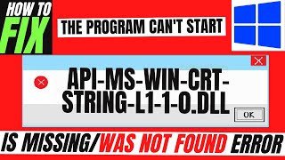 2022 How To Fix apimswincrtstringl110dll Missing Error Not found 💻Windows 10117 3264bit [upl. by Asyar]