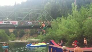 Downieville Classic 2017 quotRon’s House of Big Air River Jumpquot Highlights [upl. by Sukin]