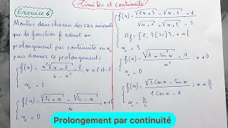 Limites et continuité prolongement par continuité exercice 6 2Bac sciences النهايات والاتصال [upl. by Borszcz207]