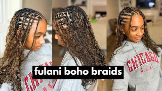 Flip Over Fulani Braids ft Braidplicity Burmese Curly Human Hair [upl. by Alcot273]