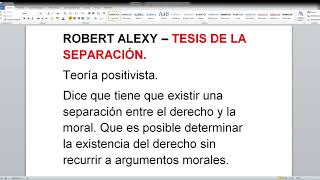 ROBERT ALEXY – TESIS DE LA SEPARACIÓN  teoría positivista  filosofía del derecho [upl. by Dilks]