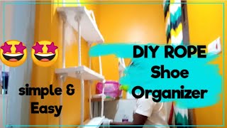 DIY ROPE SHOE RACKOrganising HackDIY shoe rackorganising TipsMs WIT [upl. by Marlena]