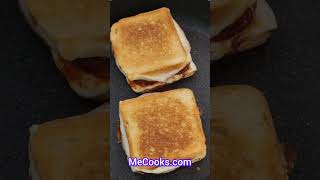 Crispy and super easy to make panbaked toasts with ham cheese and pepperoni toast recipe [upl. by Notlil]