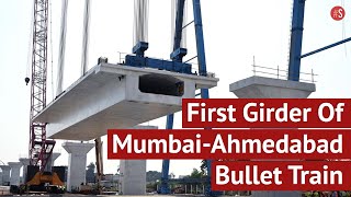 MumbaiAhmedabad High Speed Rail Corridor NHSRCL Erects First Full Span Box Girder [upl. by Ahsilef120]