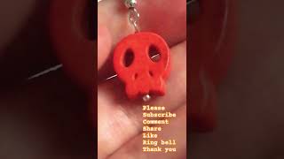 Orange Howlite Skull💀 earrings silver platedviral shortsshortvideo shortvideohalloween share [upl. by Tamer]