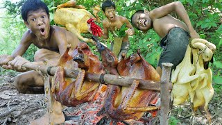 Primitive Technology  Kmeng Prey  Cooking Duck2 Eating For Diner [upl. by Lletram]