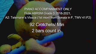 Piano Accompaniment  Flute ABRSM Grade 5 2018 2021 A2 Telemann’s Vivace 1st movt from Sonata in F [upl. by Nosneb231]