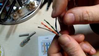 124 How to install an RJ45 connector on a CAT5 Ethernet network Patch Cable  DIY Repair [upl. by Nikolos]