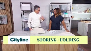 Brian Gluckstein teaches you how to fold a fitted sheet [upl. by Hnil]