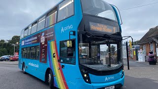 Arriva Herts amp Essex Southend Enviro 400 MMC 6507 SN66WJC on service 1 [upl. by Forkey]