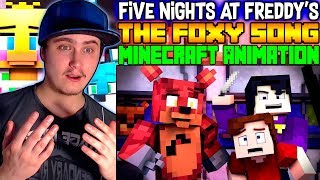 quotThe Foxy Songquot  Minecraft FNAF Animation Music Video Song by Groundbreaking  Reaction [upl. by Rasec]