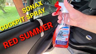 SONAX  Red Summer Cockpit Spray Matt Effect  Cleaning And Protecting [upl. by Ednihek]