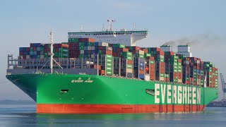 400m containership EVER ARM maiden departure from the Port of Felixstowe 6522 [upl. by Emily]