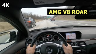 W204 C63 AMG POV DRIVE WITH LOUD EXHAUST ON HIGHWAY [upl. by Novello]