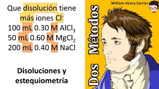 𝐃𝐈𝐒𝐎𝐋𝐔𝐂𝐈𝐎𝐍𝐄𝐒 𝐪𝐮í𝐦𝐢𝐜𝐚𝐬 que disolución tiene mas Cl 100 030 M AlCl3 50 mL 060 M MgCl2 200 mL 040 [upl. by Zetroc669]