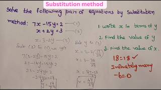 Algebraic method Substitution method😜 Class 10  CBSE  CHAPTER3 [upl. by Smukler]