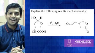 Problem 3 Effect of aqueous acid on 25Hydroxytetrahydrofuran3ylethanoic acid Mechanism [upl. by Baoj]