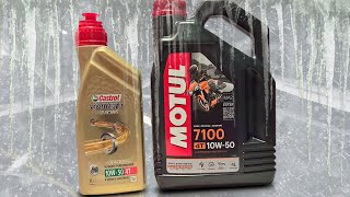 Test 30°C Castrol Power 1 Racing 4T 10W50 vs Motul 7100 4T 10W50 [upl. by Schilit]