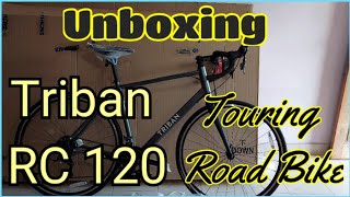 Unboxing Triban RC 120 Touring Road Bike from Decathlon [upl. by Mehalek405]