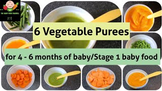 6 Vegetable Purees For 4  6 Months Baby  Stage 1 Homemade Baby Food Recipes  Healthy Baby Food [upl. by Ias]