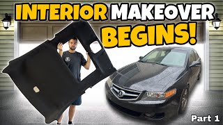 ACURA TSX Headliner Removal  Fabric Replacement  Interior Make Over Starts [upl. by Laurinda]