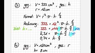 Kegel  Volumen berechnen mit Umformungen [upl. by Miarzim]